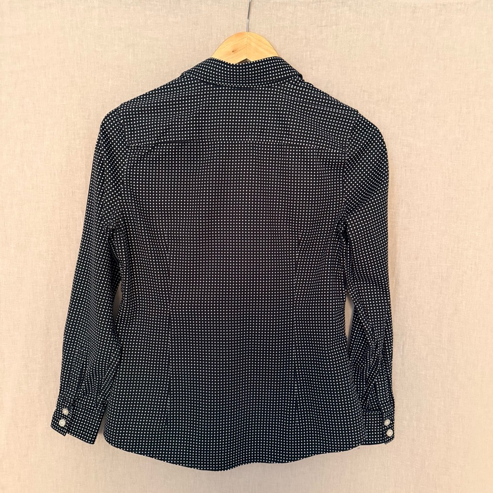 Banana Republic No-Iron Fitted Shirt | Black Polka Dot Button-Up - Picture 8 of 16